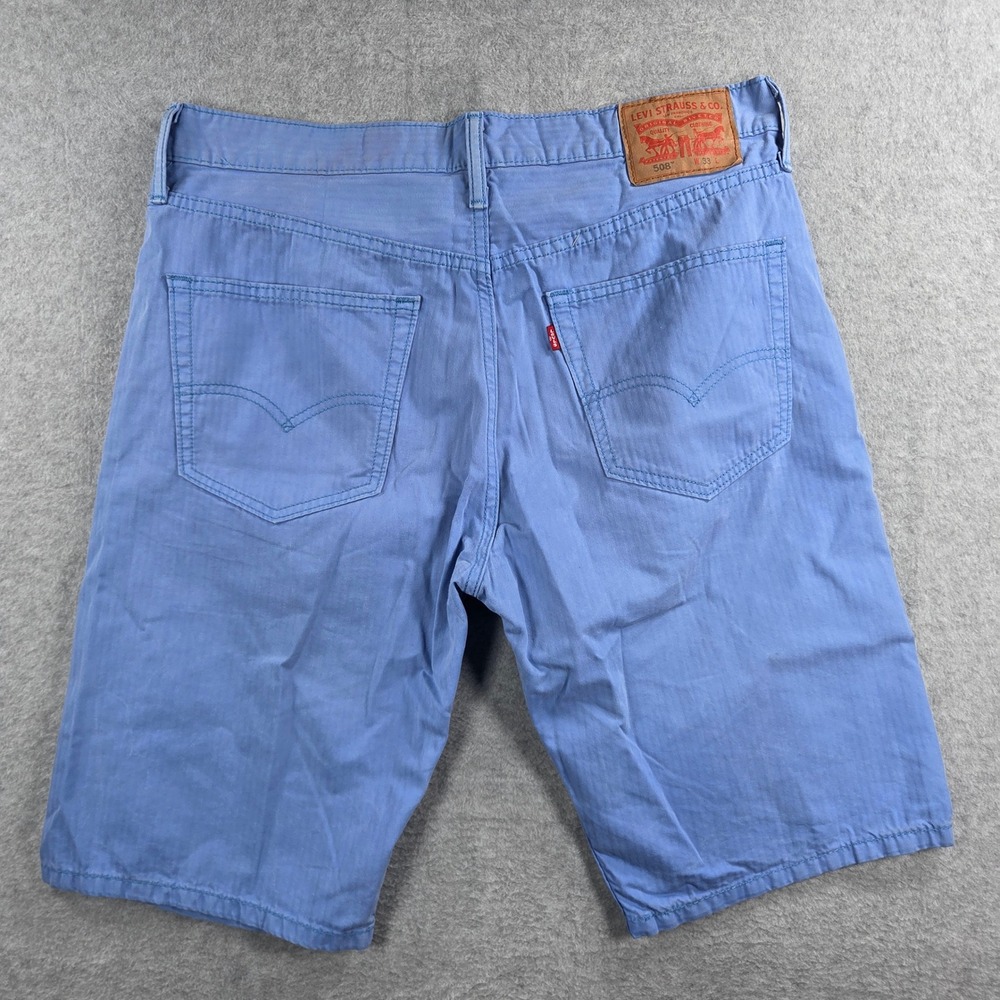 Levi's 508 Shorts Mens 33 Light Blue Herringbone Cotton Casual Summer